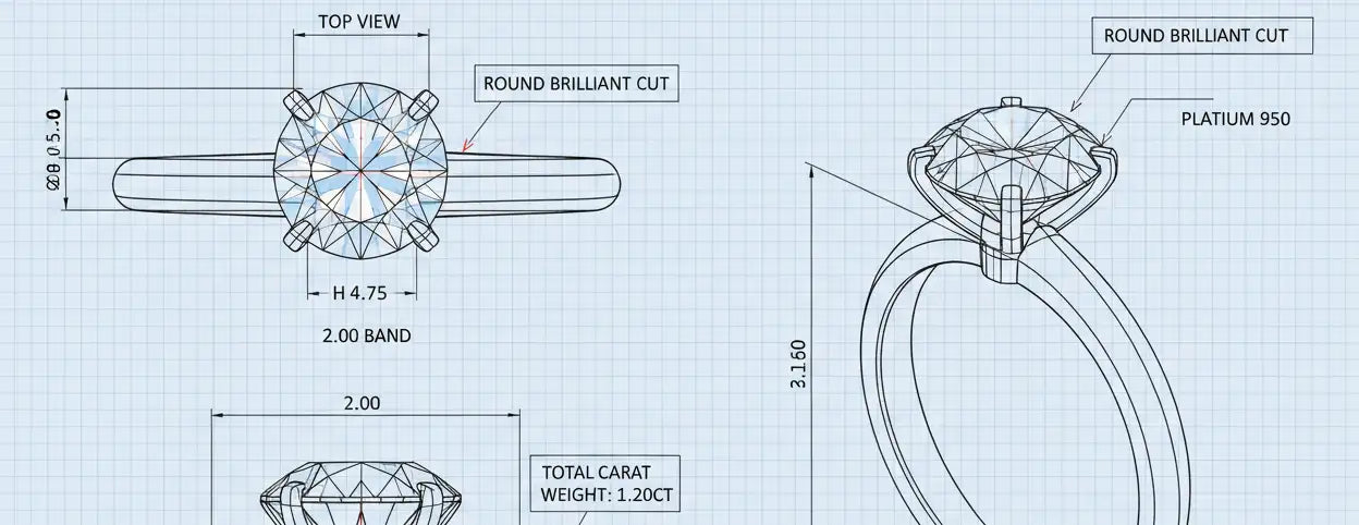 solitaire engagement ring design in CAD form, banner size