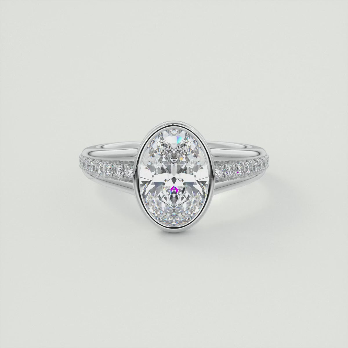 Neriah Oval Bezel Set Split Shank Engagement Ring