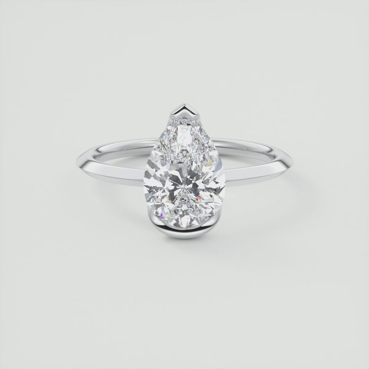 Solara Pear Half Bezel Ring – Lab Diamond or Moissanite