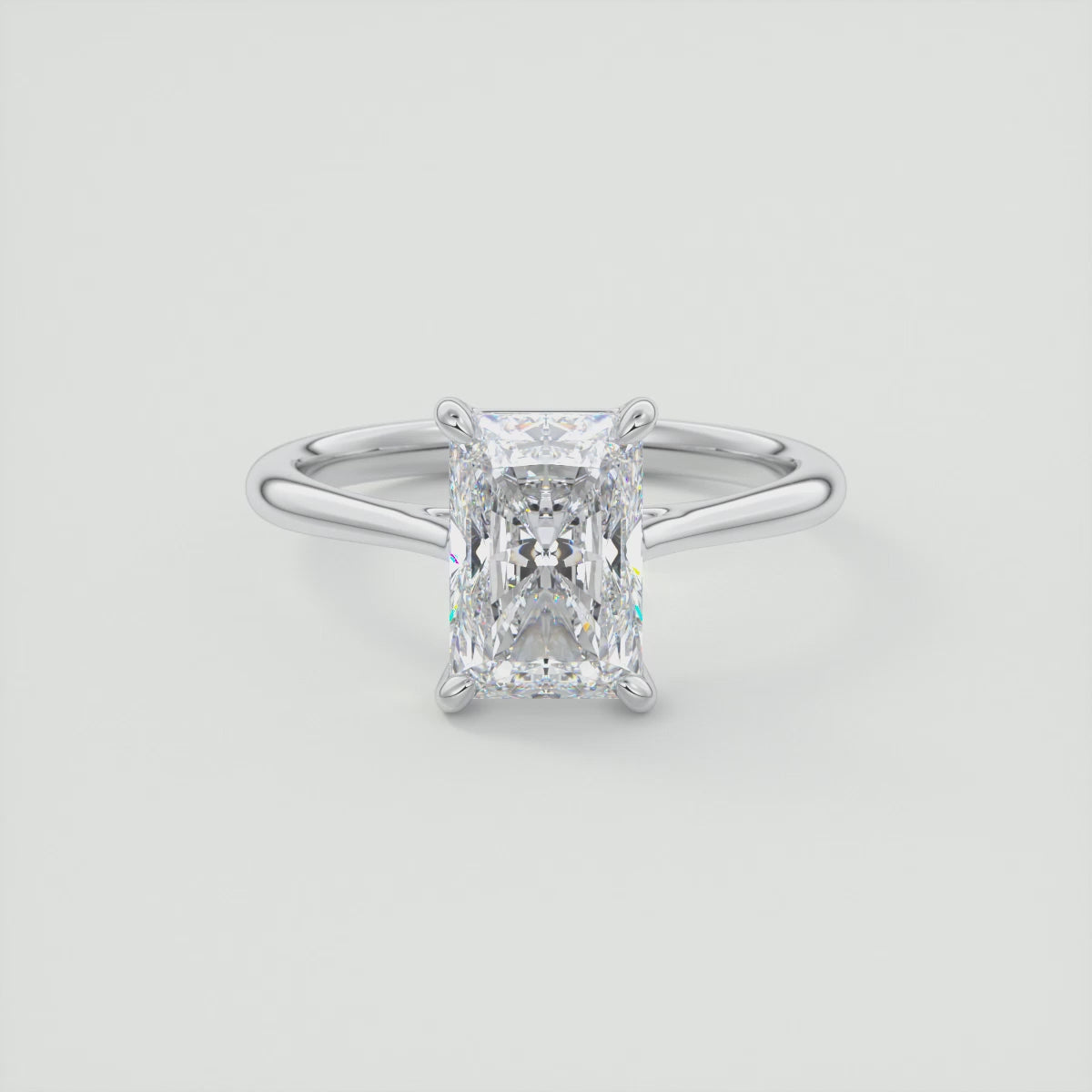 Lumia Radiant Cathedral Solitaire Ring – Lab Diamond or Moissanite
