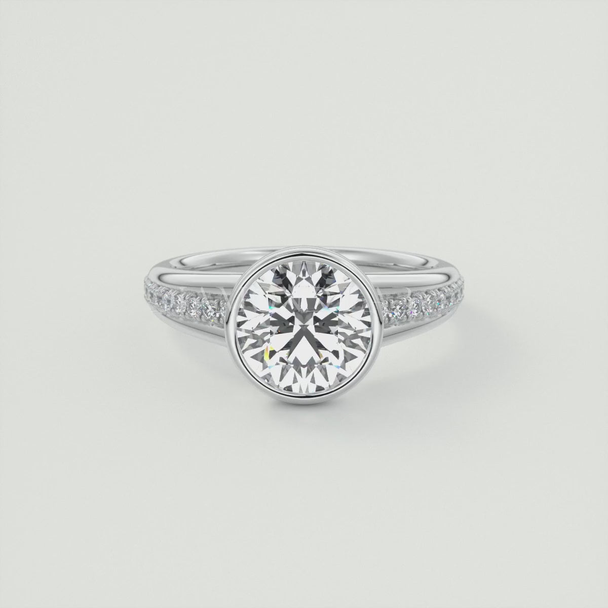 Neriah Round Bezel Set Split Shank Engagement Ring