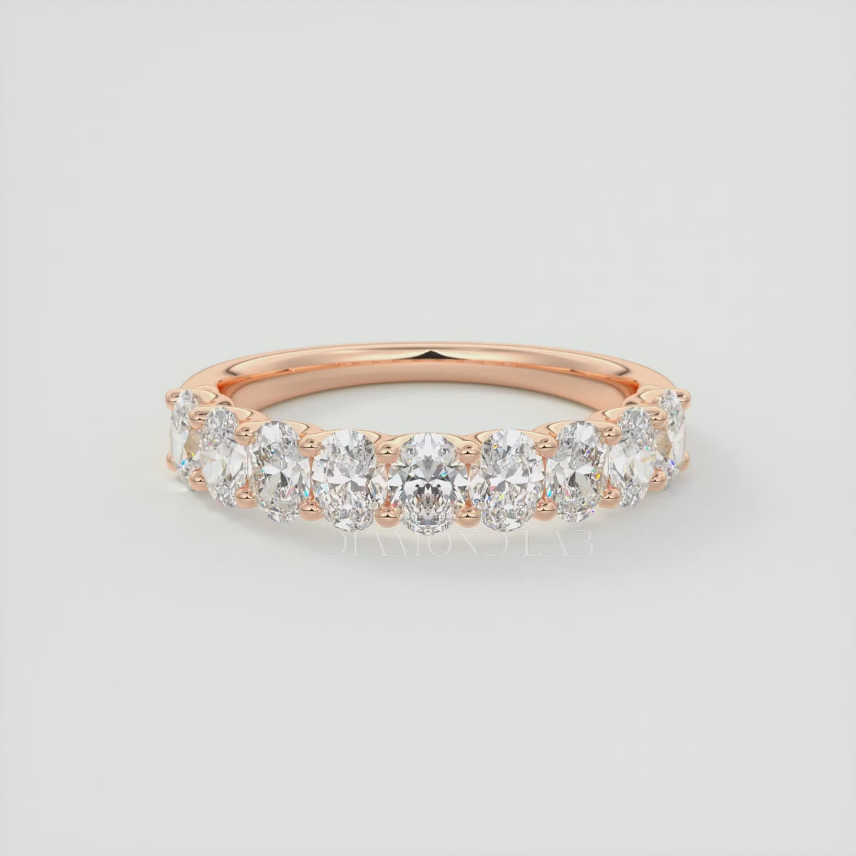 Aurelia Oval Half Eternity Band 4mm – Lab-Grown or Natural Diamonds