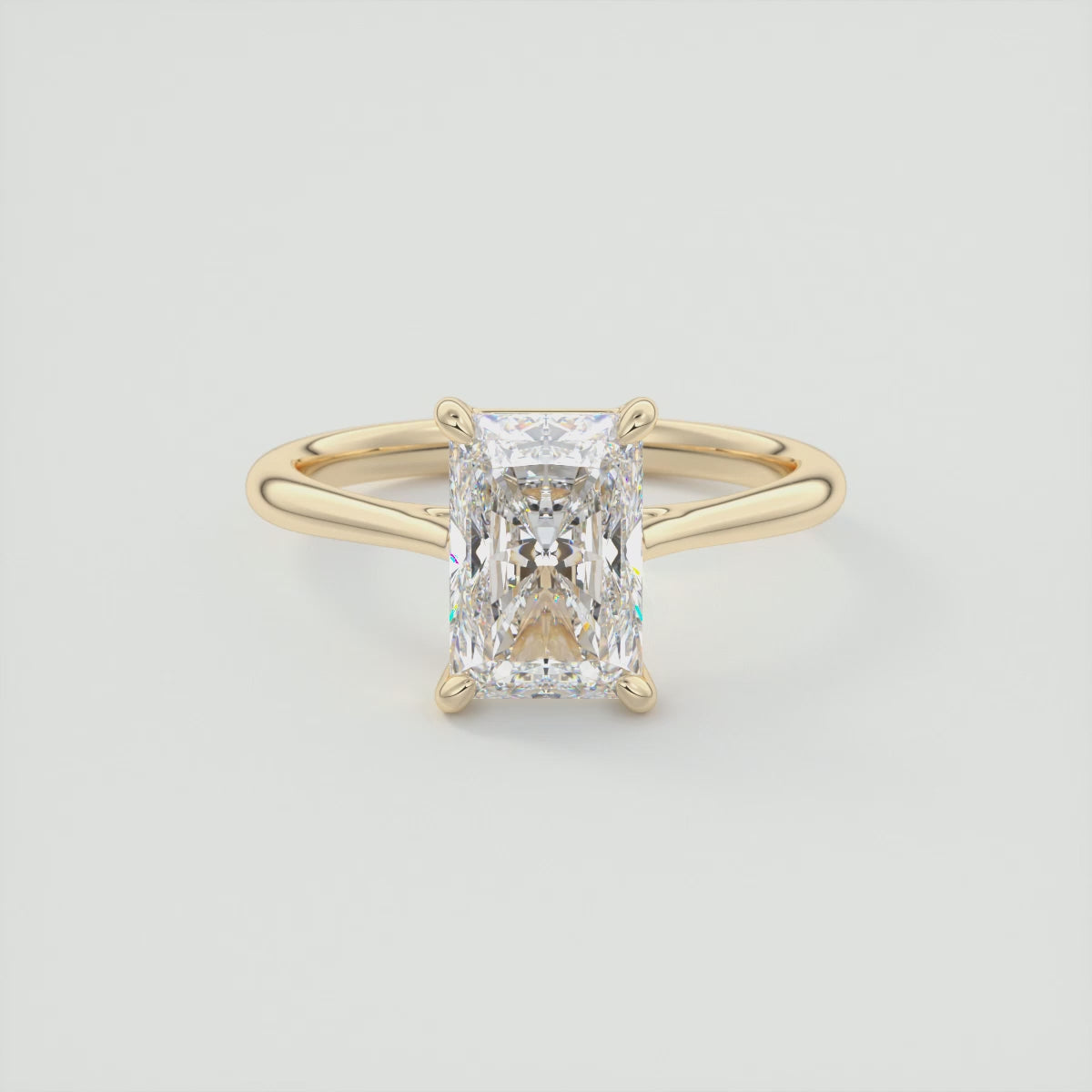 Lumia Radiant Cathedral Solitaire Ring – Lab Diamond or Moissanite