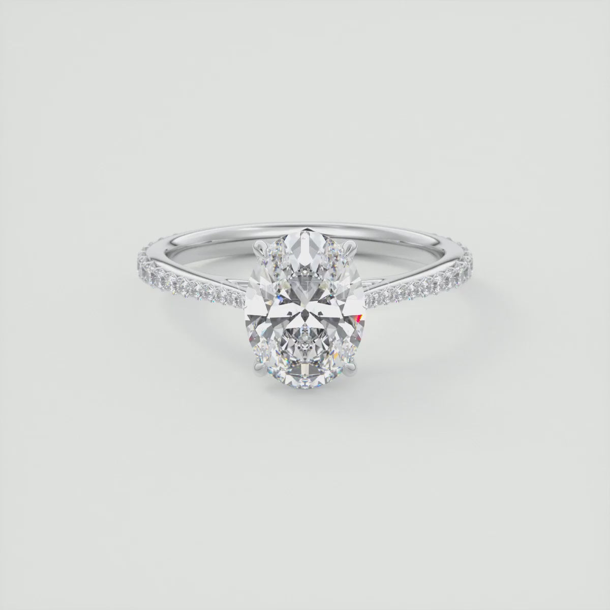 Solenne Oval Pavé Cathedral Solitaire Ring