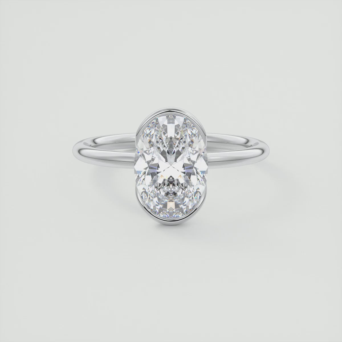 Solara Oval Half Bezel Ring – Lab Diamond or Moissanite