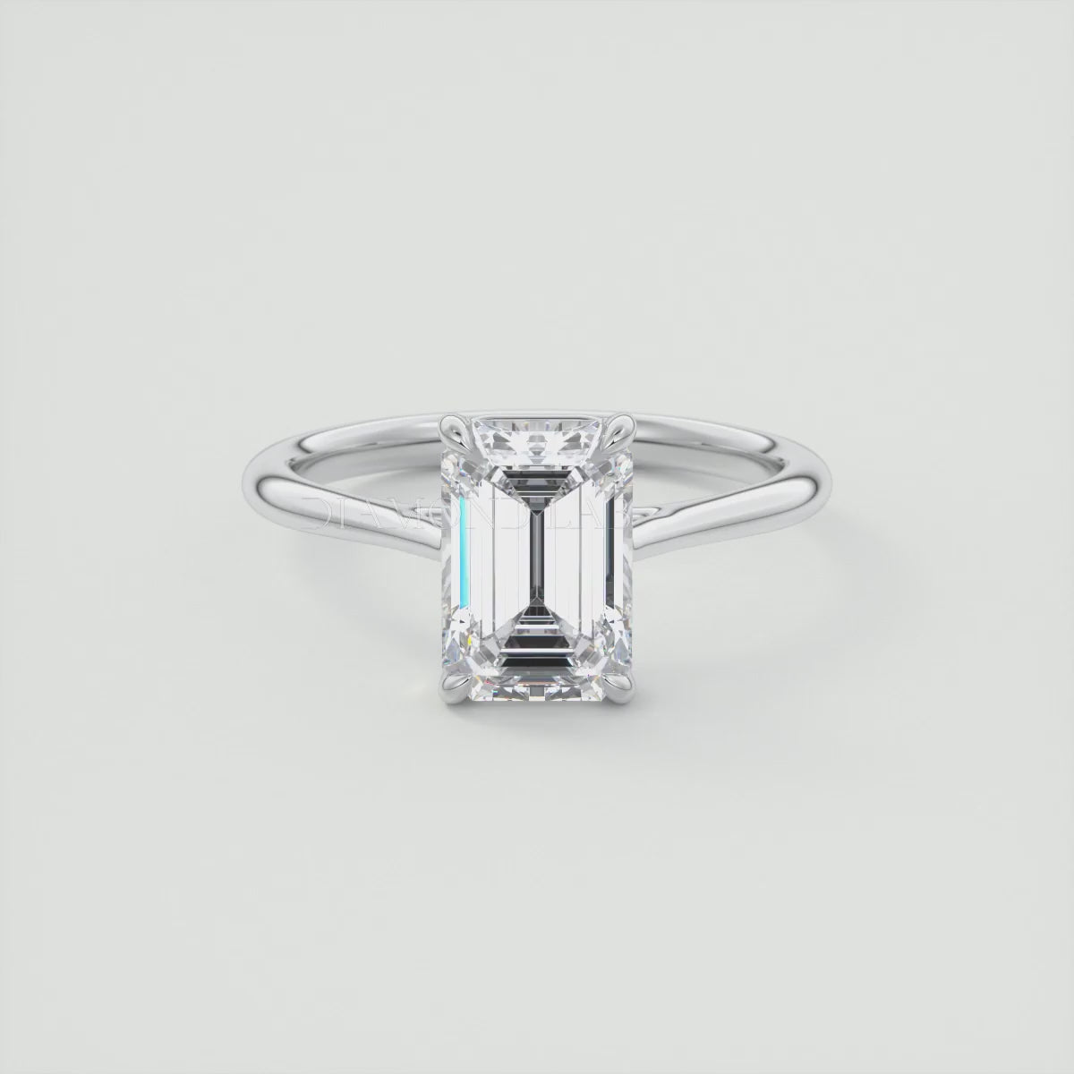 Lumia Emerald Cathedral Solitaire Ring – Lab Diamond or Moissanite