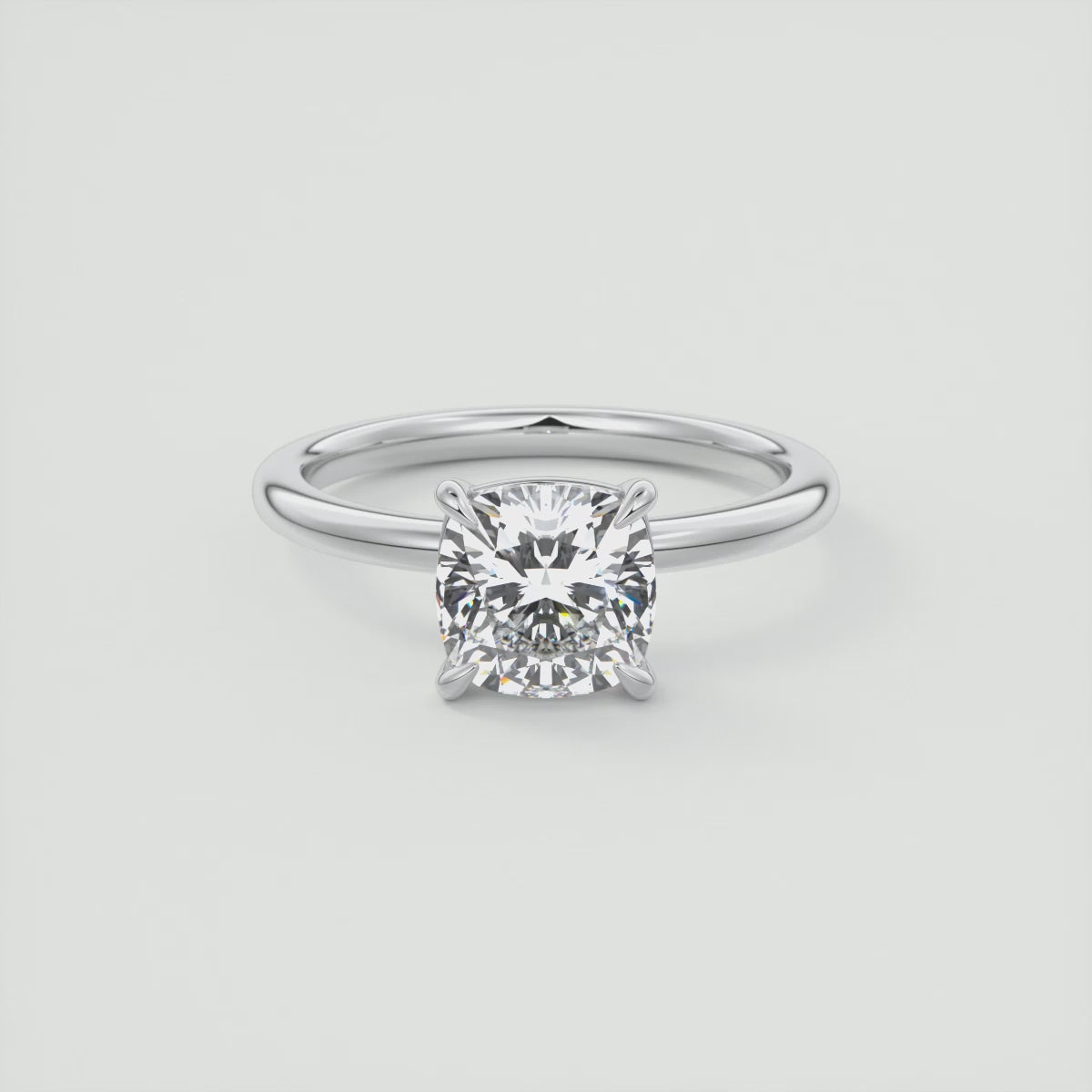 Luna Cushion Solitaire Ring – Lab Diamond or Moissanite