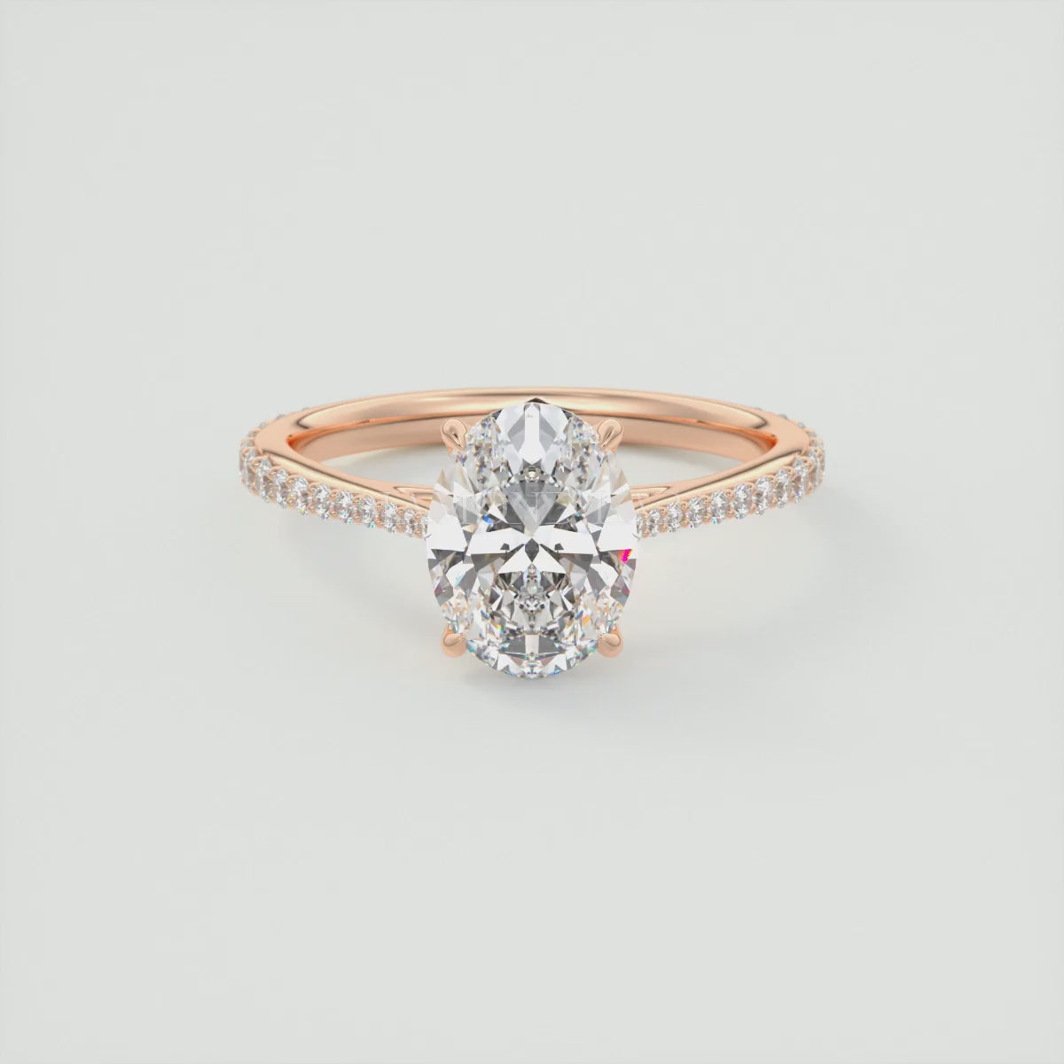 Solenne Oval Pavé Cathedral Solitaire Ring