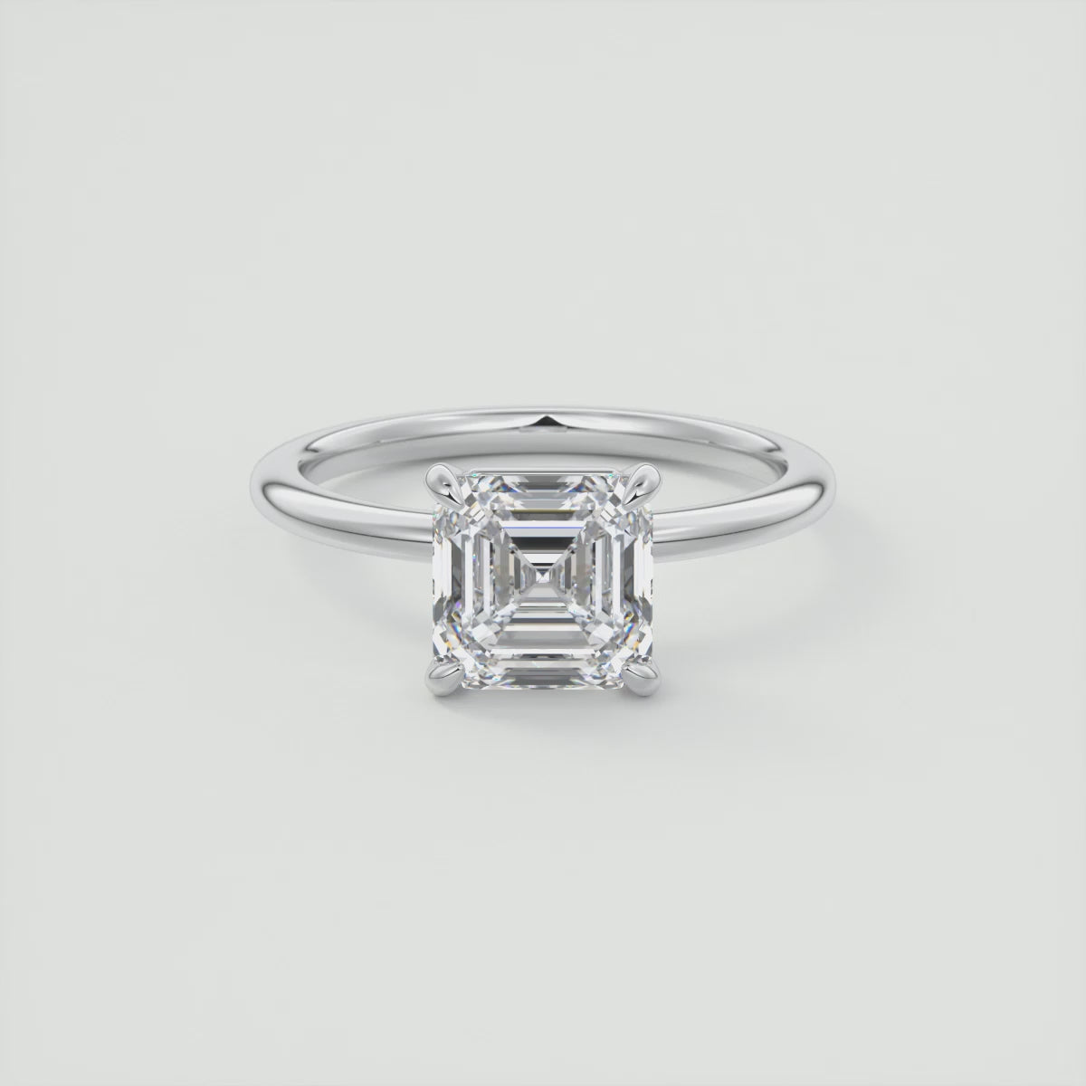 Luna Asscher Solitaire Ring – Lab Diamond or Moissanite