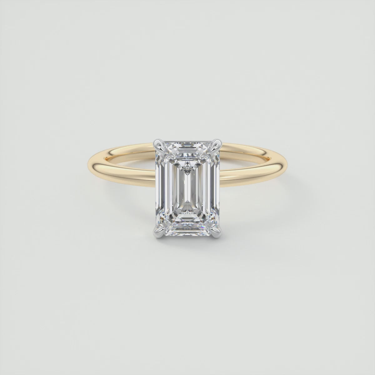 Luna Two-Tone Solitaire Ring – Lab Diamond or Moissanite