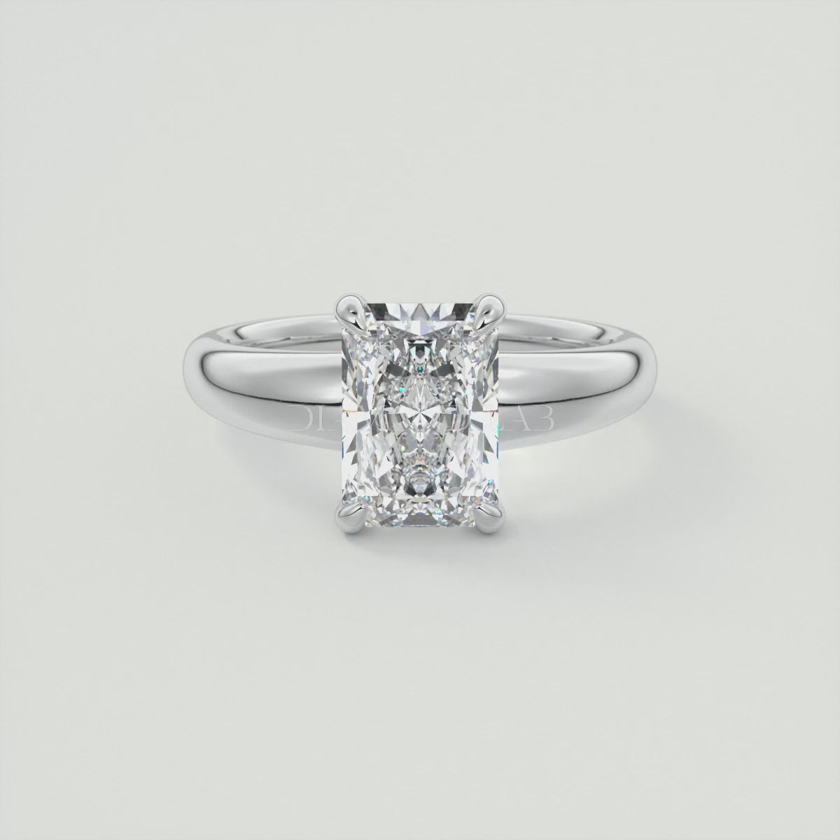 Aura Tapered Elongated Radiant Solitaire Engagement Ring – Lab Diamond or Moissanite