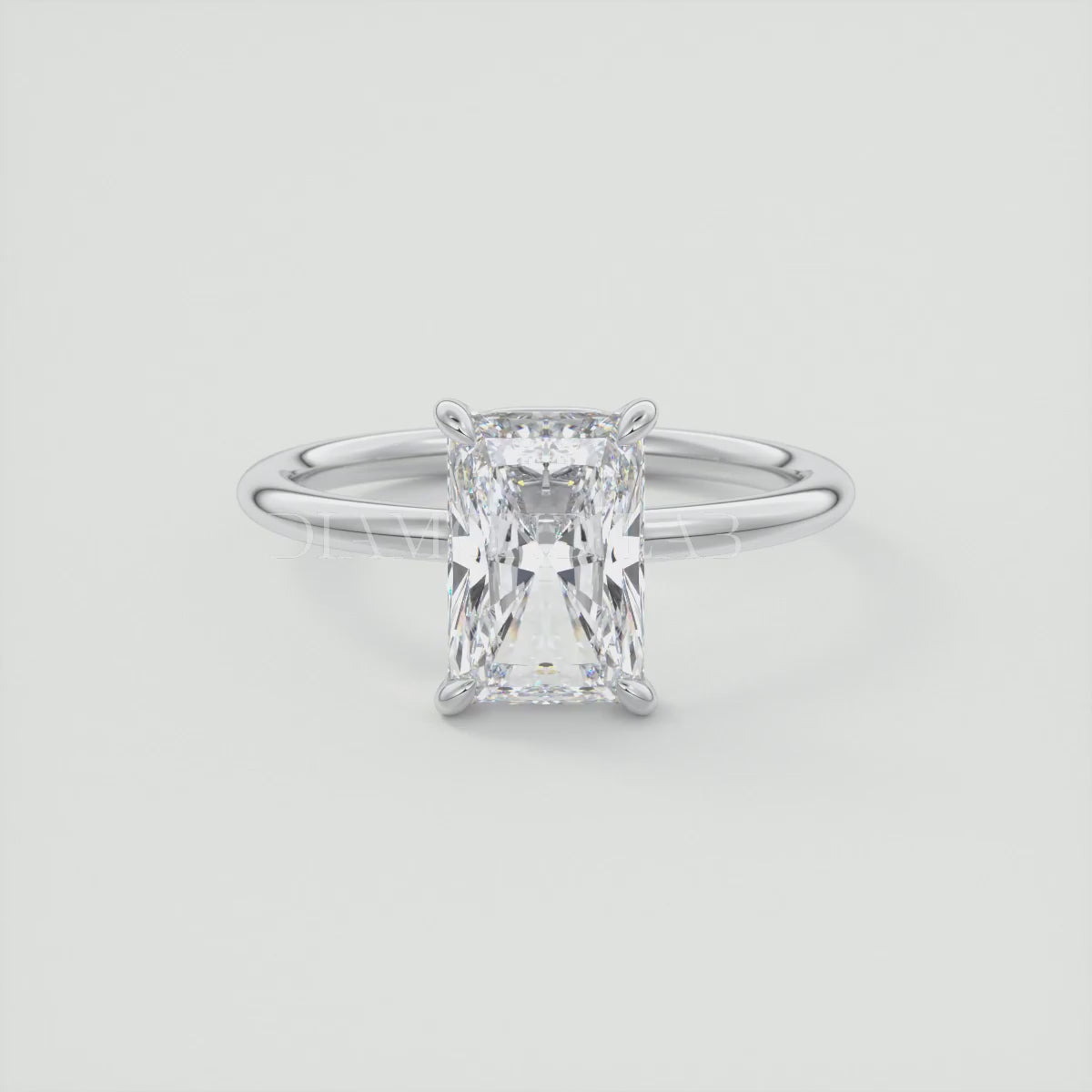 Elysian Radiant Solitaire Ring – Timeless Elegance with Lab Diamond or Moissanite