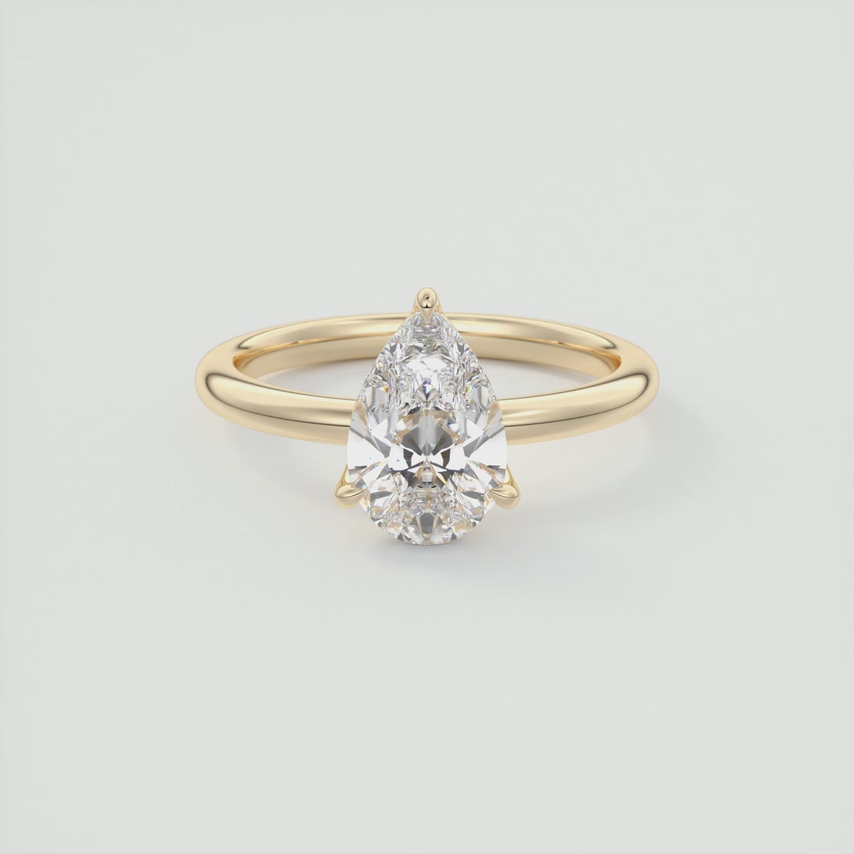 Celestia Pear Solitaire Ring – Lab Diamond or Moissanite