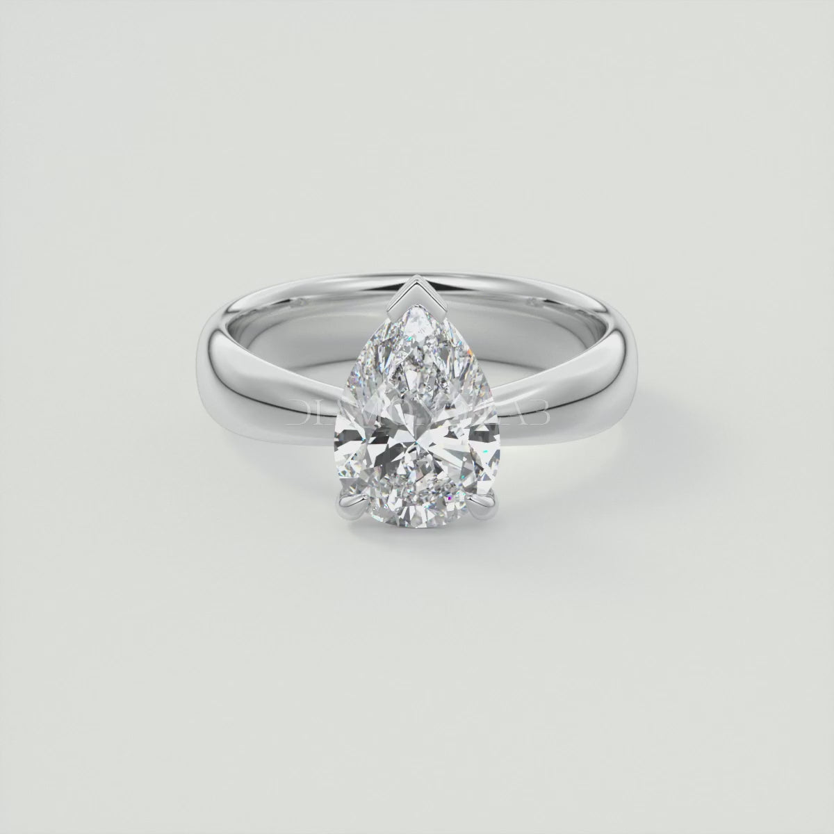 Elysian Tapered Pear Solitaire Ring – Lab Diamond or Moissanite
