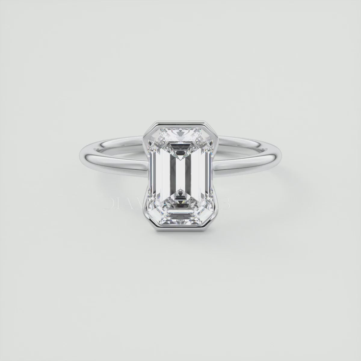 Solara Emerald Half Bezel Ring – Lab Diamond or Moissanite