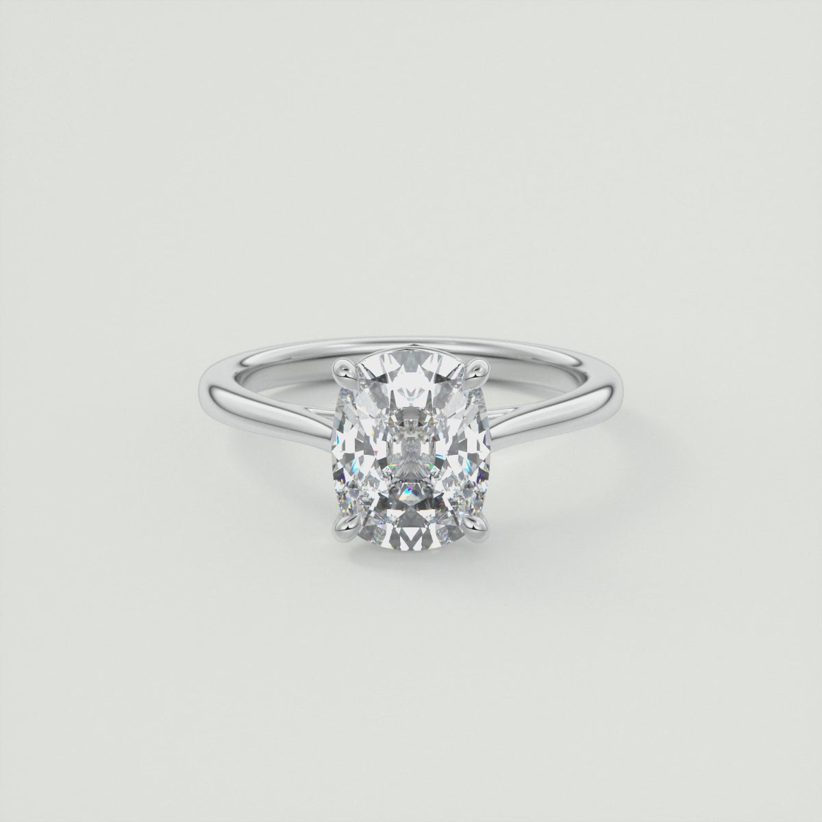 Lumia Cushion Cathedral Solitaire Ring – Lab Diamond or Moissanite