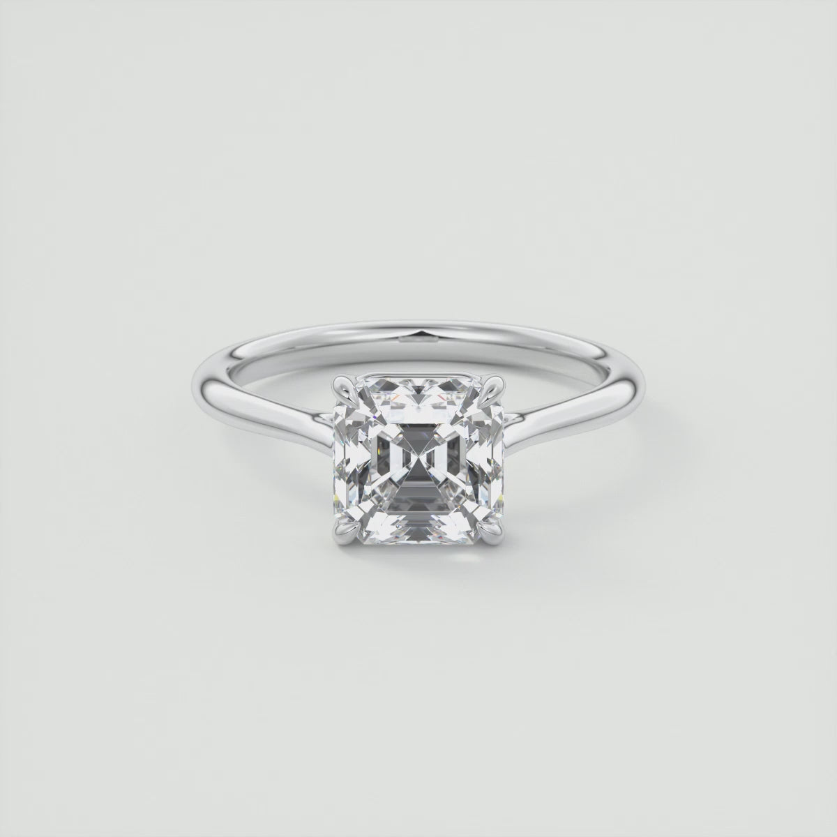 Lumia Asscher Cathedral Solitaire Ring – Lab Diamond or Moissanite