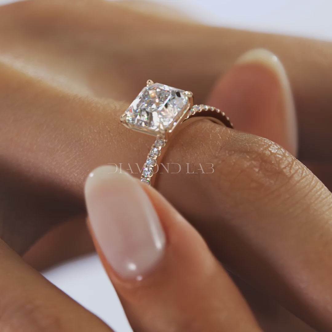 Isolde Asscher Pavé Solitaire Ring