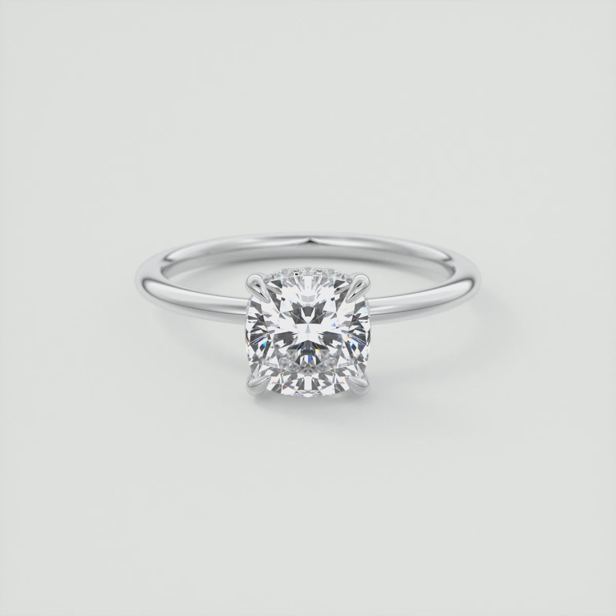 Celestia Cushion Hidden Halo Ring – Lab Diamond or Moissanite
