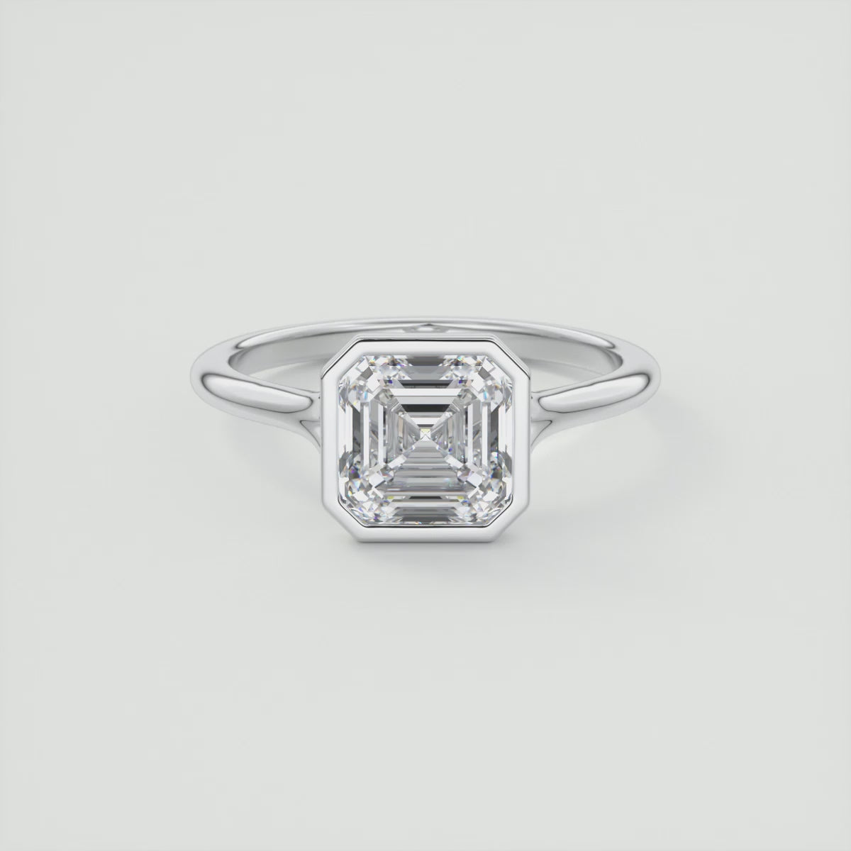 Aeris Asscher Bezel Engagement Ring – Lab Diamond or Moissanite