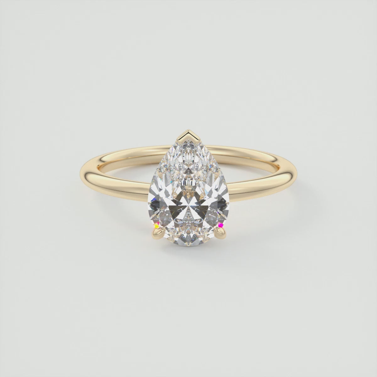 Aurora Pear Hidden Halo Ring – Lab Diamond or Moissanite