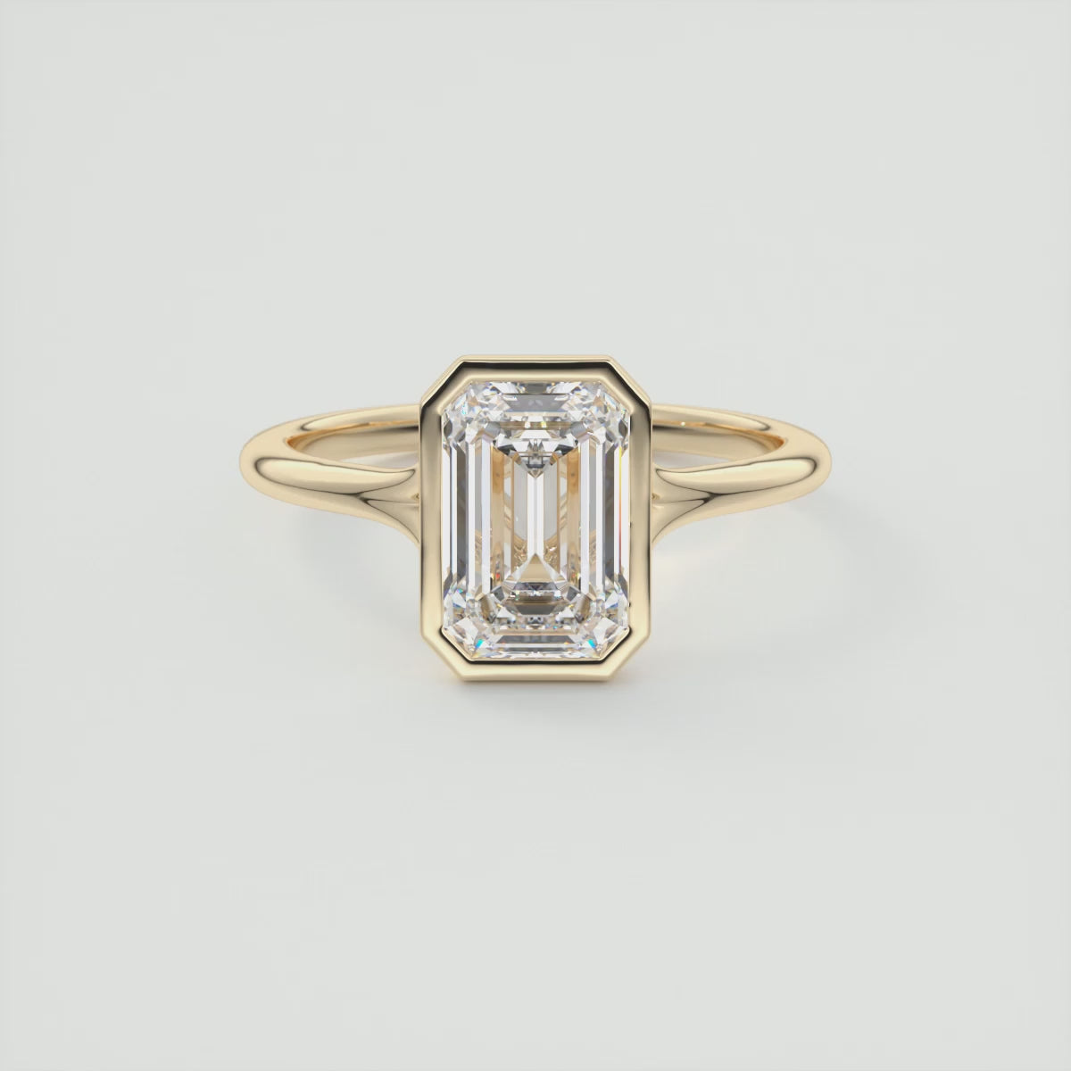 Aeris Emerald Bezel Engagement Ring – Lab Diamond or Moissanite