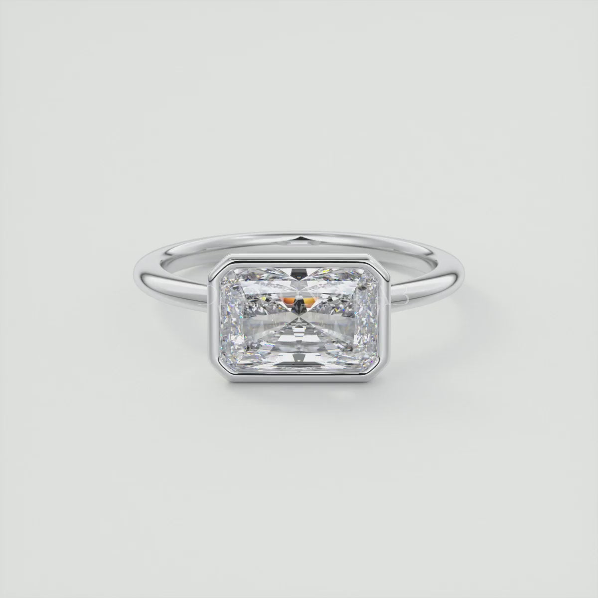 Véda East-West Radiant Bezel Engagement Ring – Lab Diamond or Moissanite