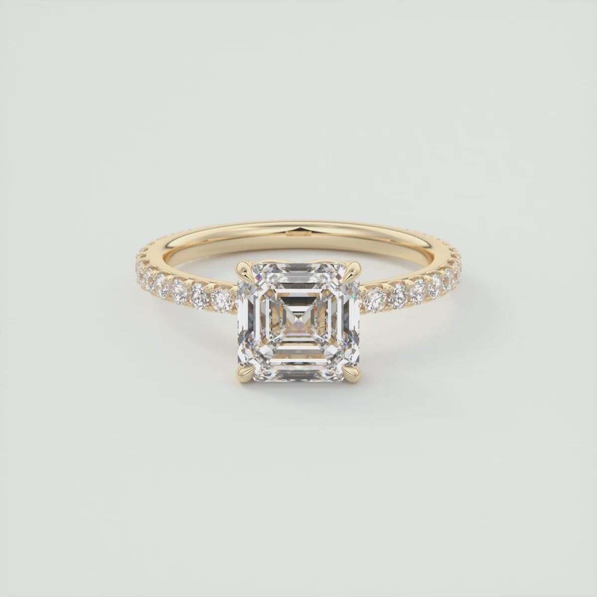 Elara Asscher Pavé Engagement Ring – Lab Diamond or Moissanite