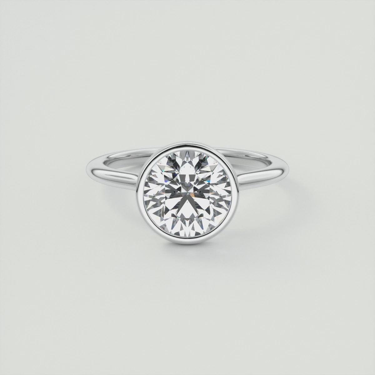 Aeris Round Bezel Engagement Ring – Lab Diamond or Moissanite