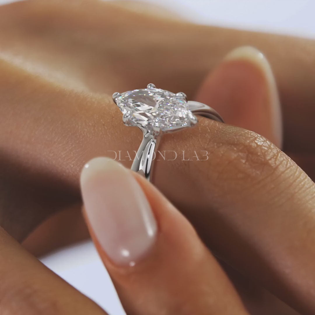 Elysian Tapered Marquise Solitaire Ring – Lab Diamond or Moissanite