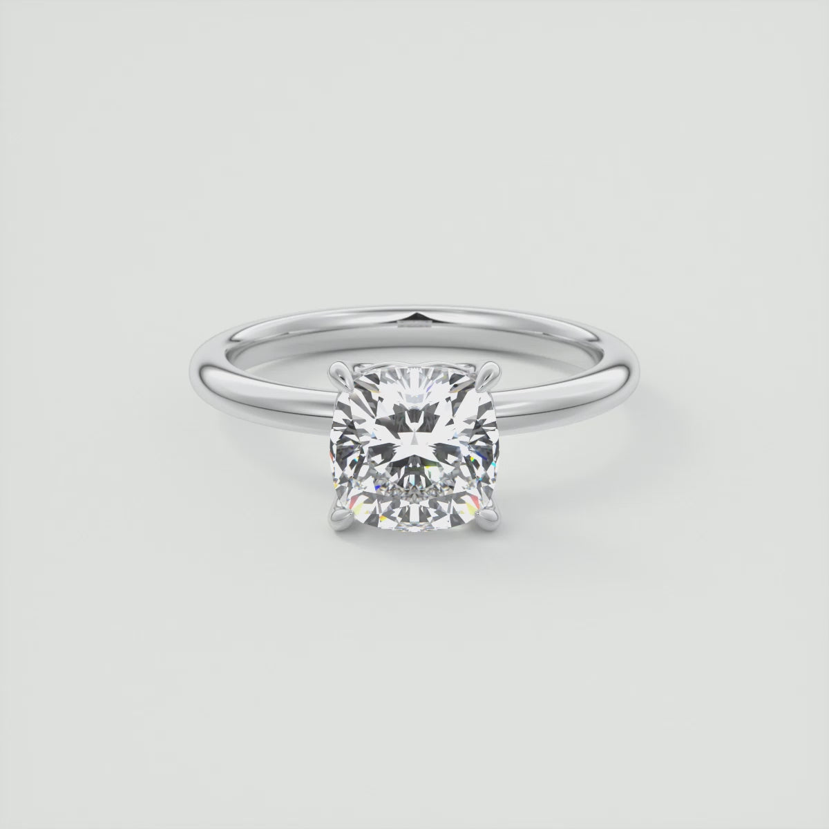 Celestia Cushion Solitaire Ring – Lab Diamond or Moissanite