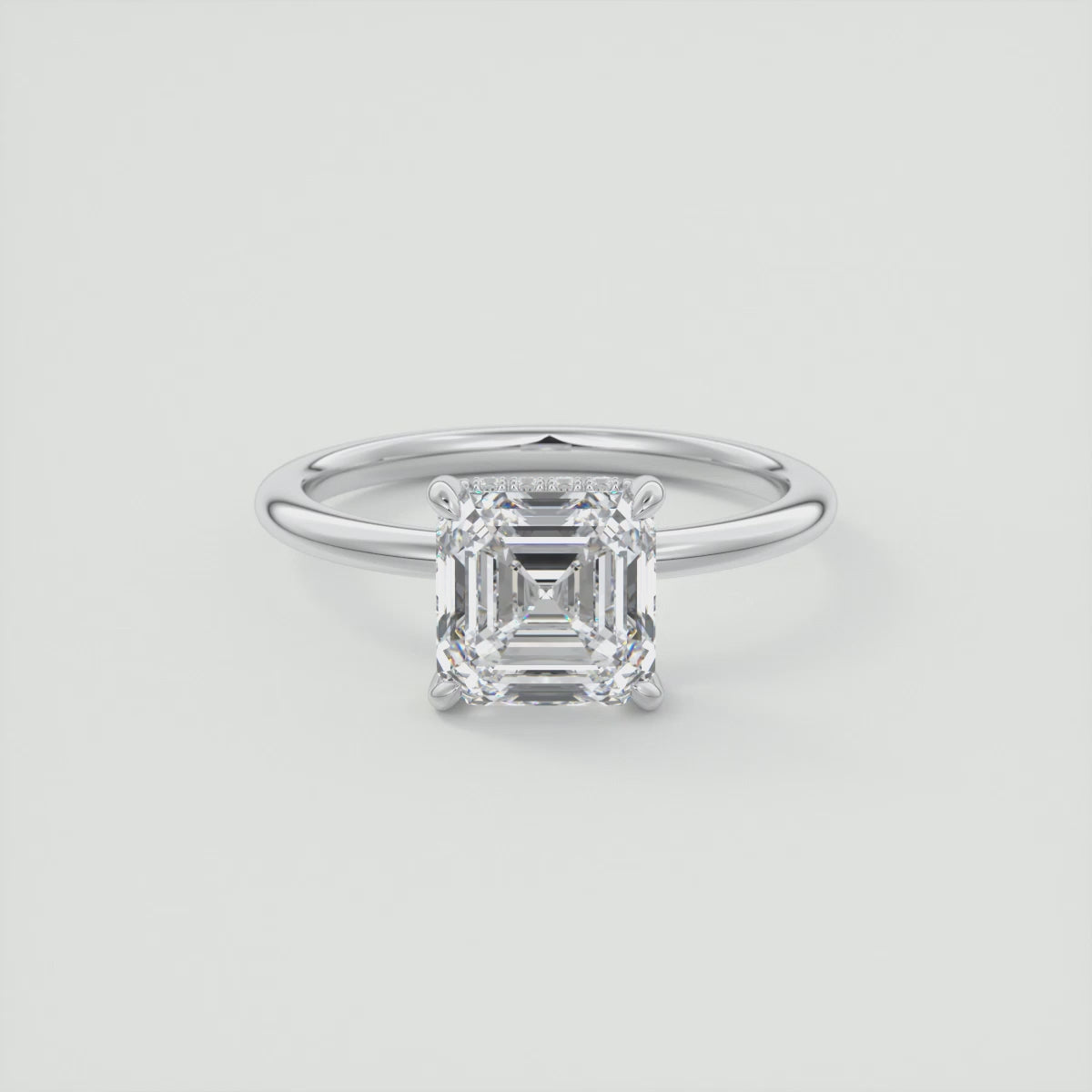 Celestia Asscher Hidden Halo Ring – Lab Diamond or Moissanite