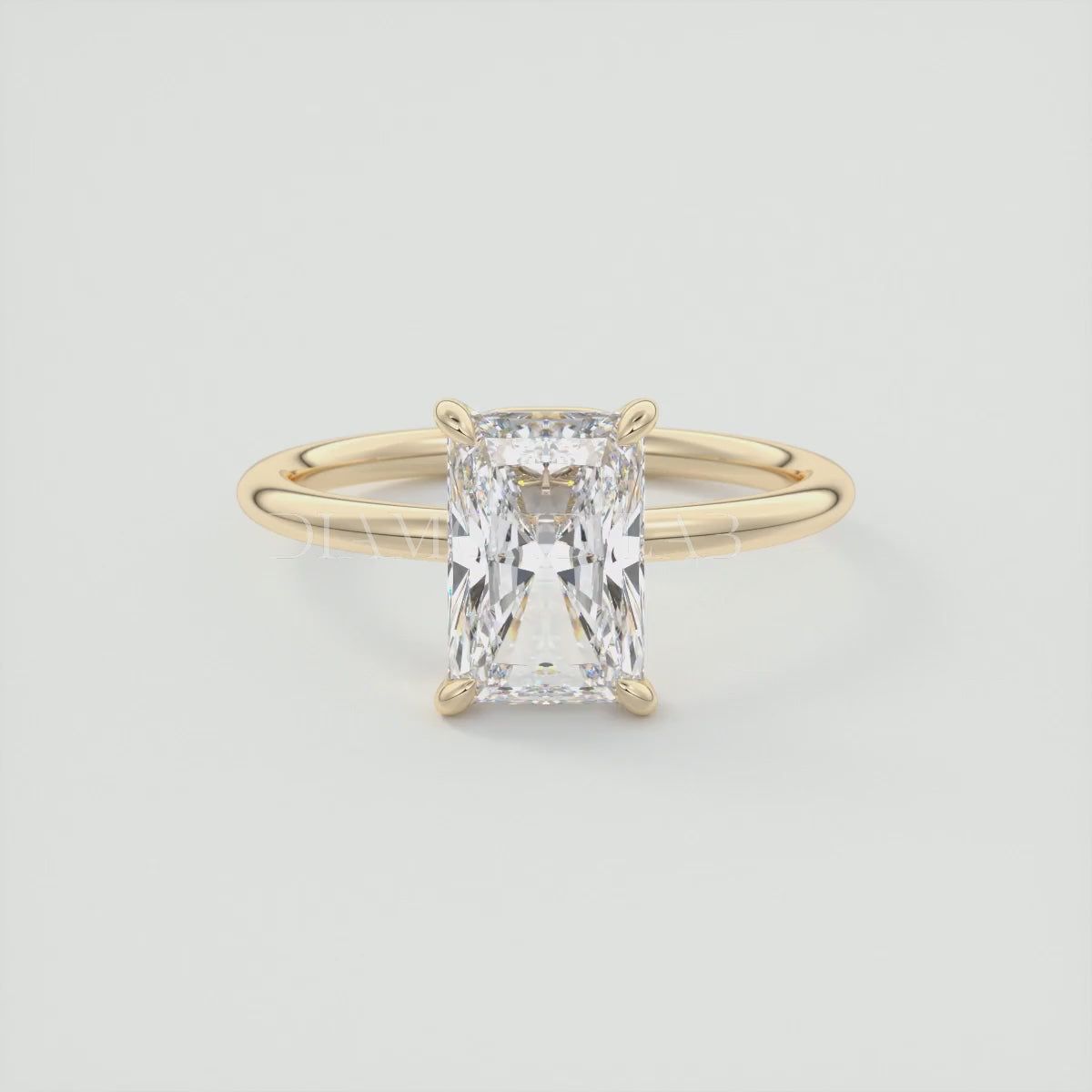 Elysian Radiant Solitaire Ring – Timeless Elegance with Lab Diamond or Moissanite