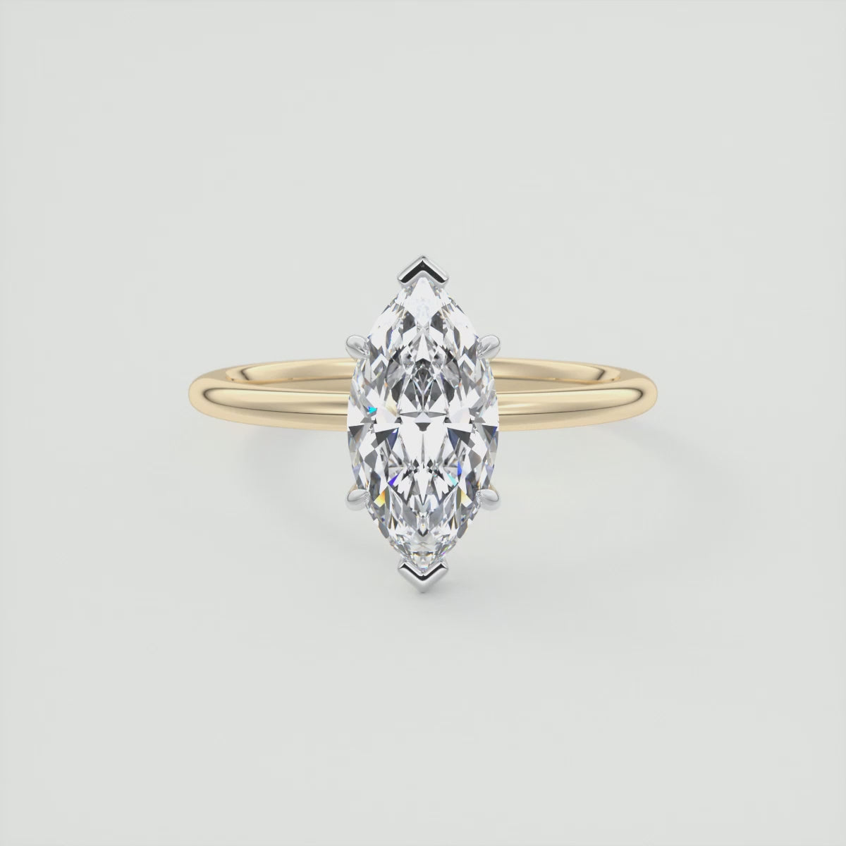 Luna Two-Tone Solitaire Ring – Lab Diamond or Moissanite