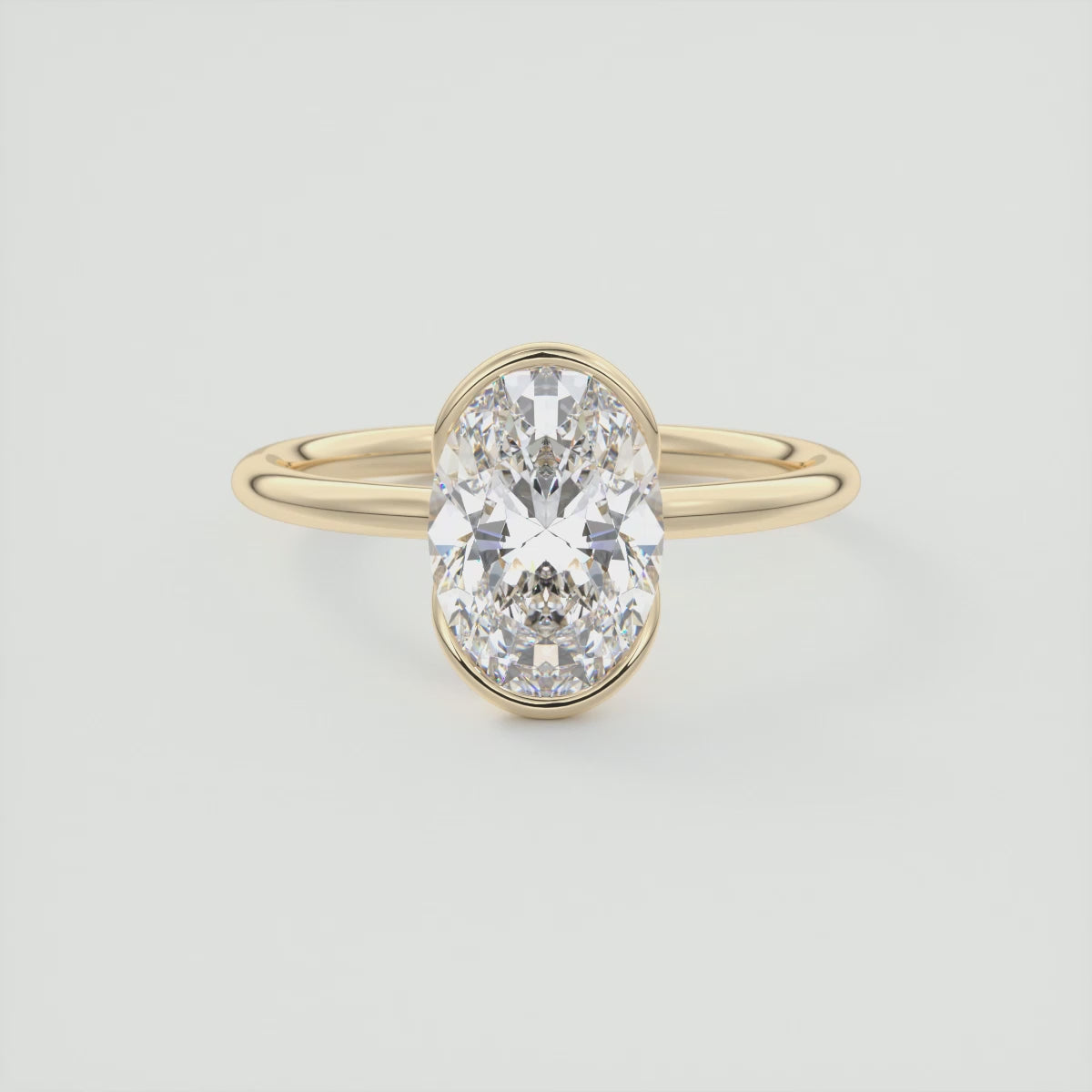Solara Oval Half Bezel Ring – Lab Diamond or Moissanite