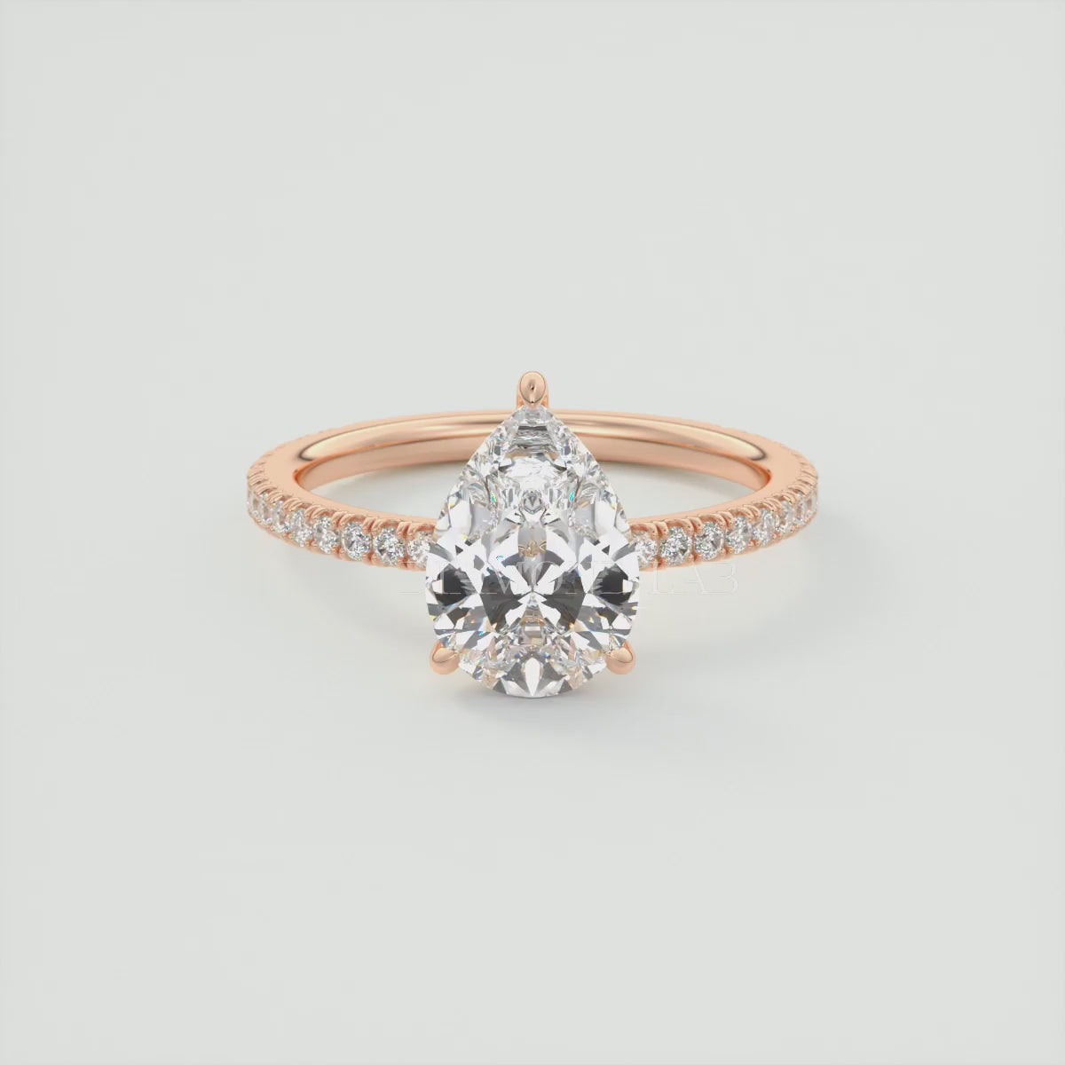 Isolde Pear Pavé Solitaire Engagement Ring