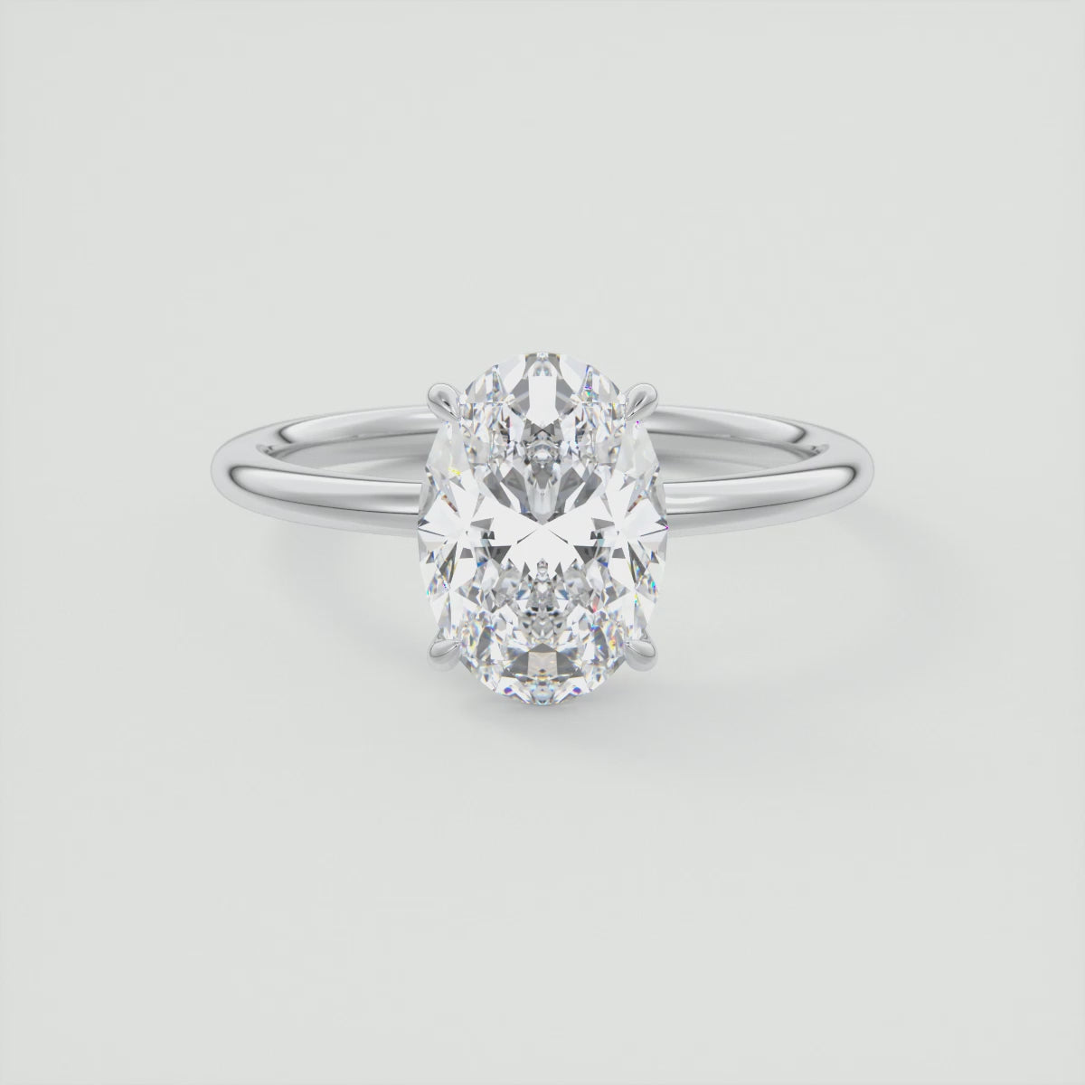 Aura Glide Oval Solitaire Ring – Lab Diamond or Moissanite