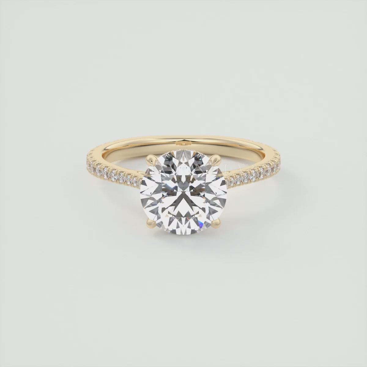 Juliette Round Hidden Halo Pavé Cathedral Engagement Ring