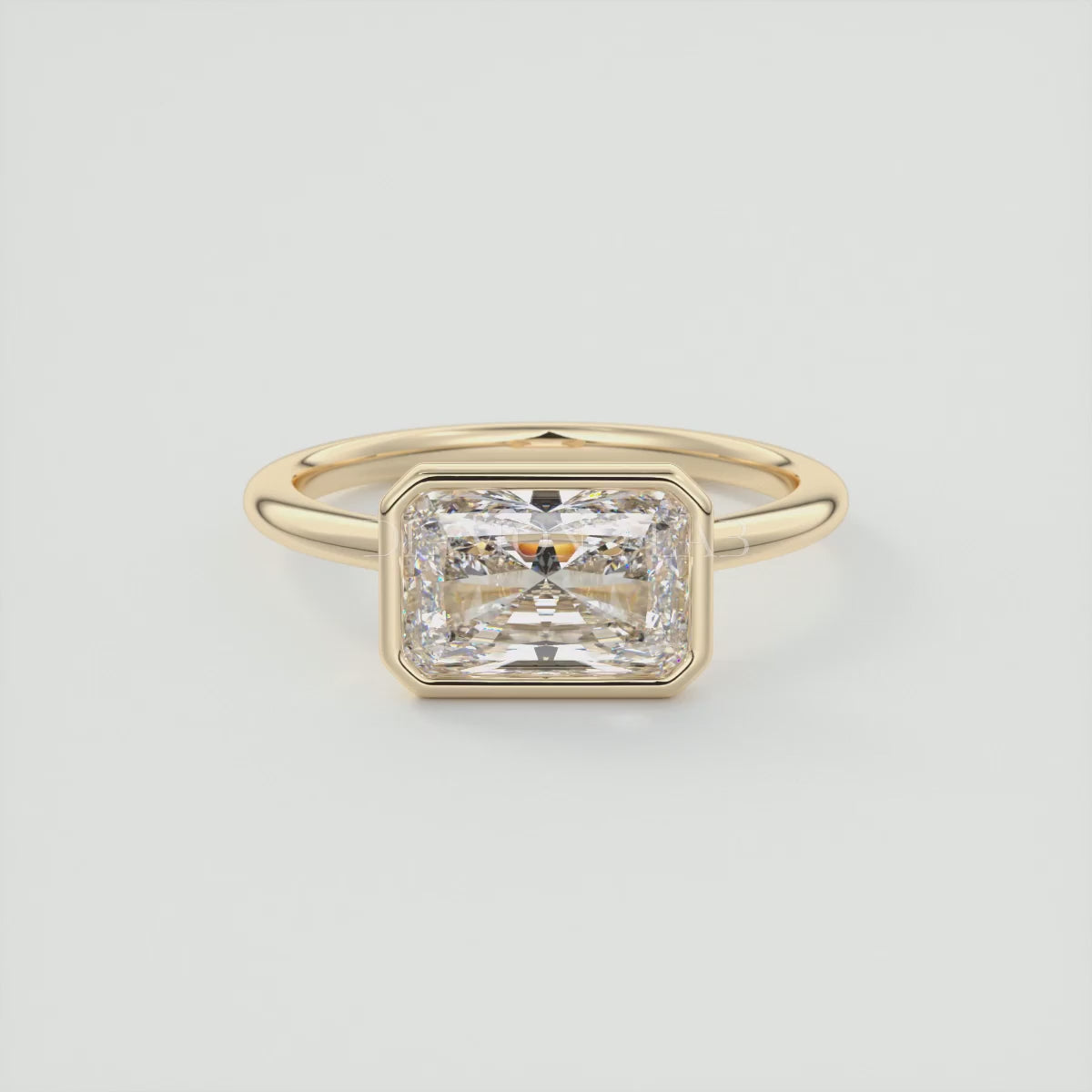 Véda East-West Radiant Bezel Engagement Ring – Lab Diamond or Moissanite