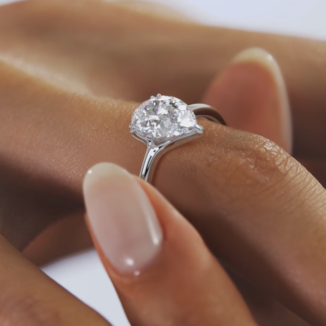 Aura Glide Pear Solitaire Ring – Lab Diamond or Moissanite