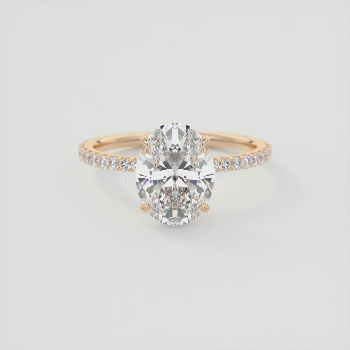 Isolde Oval Pavé Solitaire Ring
