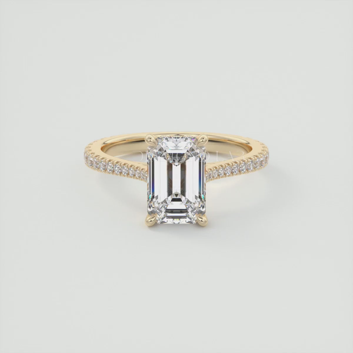 Juliette Emerald Hidden Halo Pavé Cathedral Engagement Ring