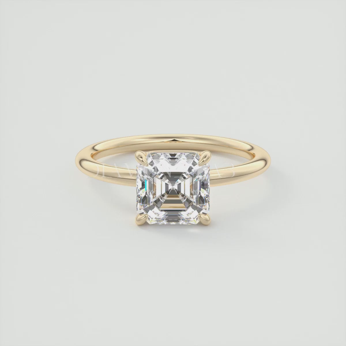 Elysian Asscher Solitaire Ring – Timeless Elegance with Lab Diamond or Moissanite