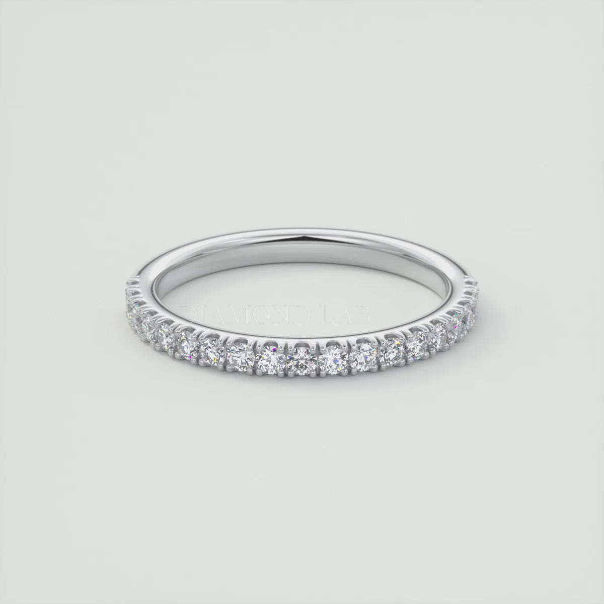 1.8mm Half French Set Eternity Band –  Lab-Grown or Natural Diamonds