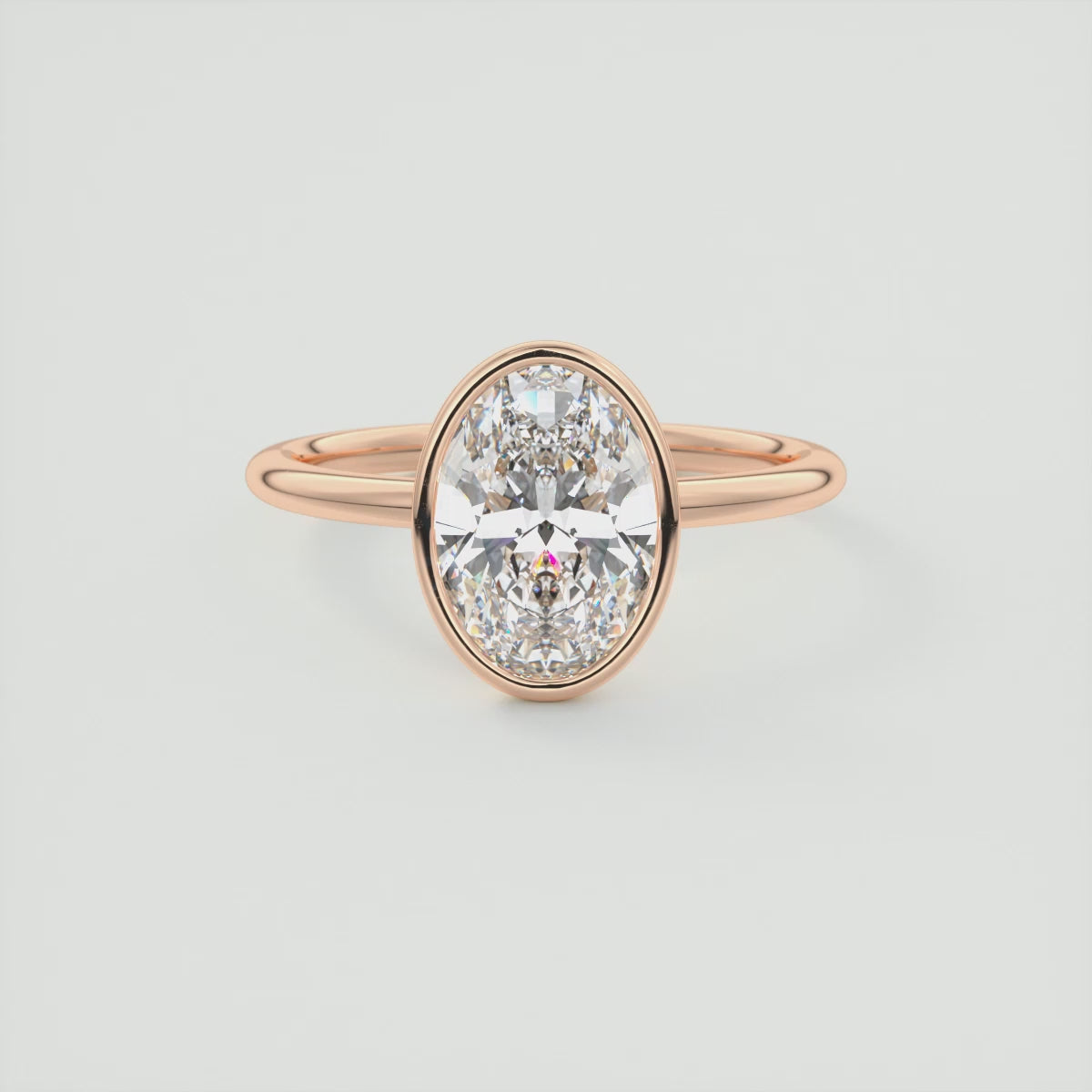 Véda Oval Bezel Ring – Lab Diamond or Moissanite