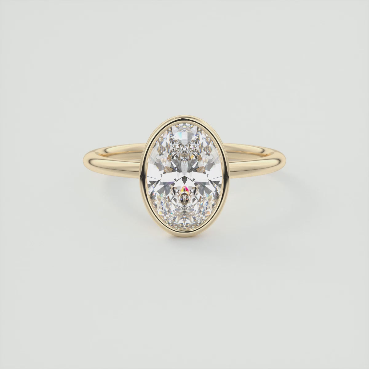 Véda Oval Bezel Ring – Lab Diamond or Moissanite