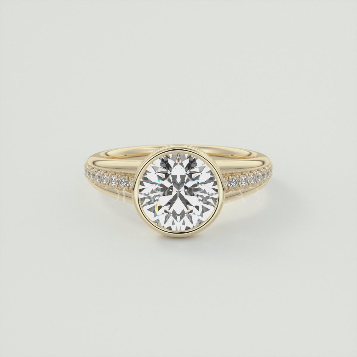 Neriah Round Bezel Set Split Shank Engagement Ring