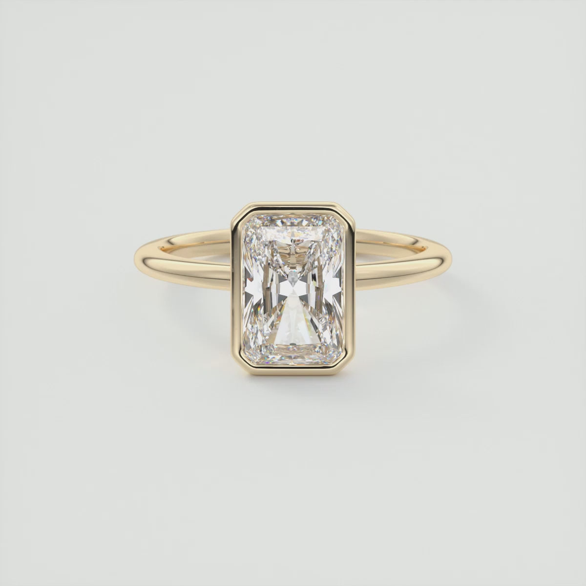 Véda Radiant Bezel Engagement Ring – Lab Diamond or Moissanite