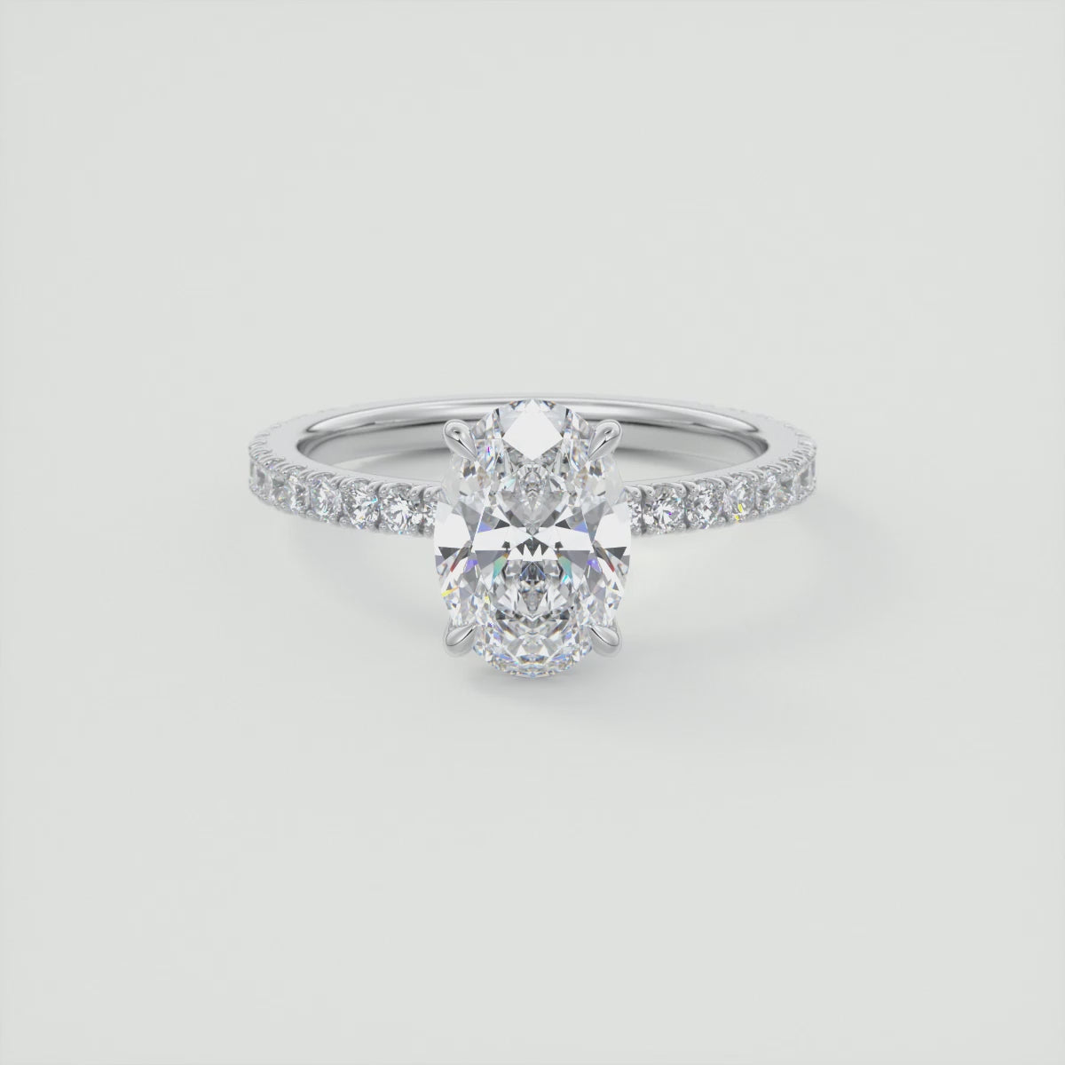 Elara Oval Pavé Engagement Ring – Lab Diamond or Moissanite