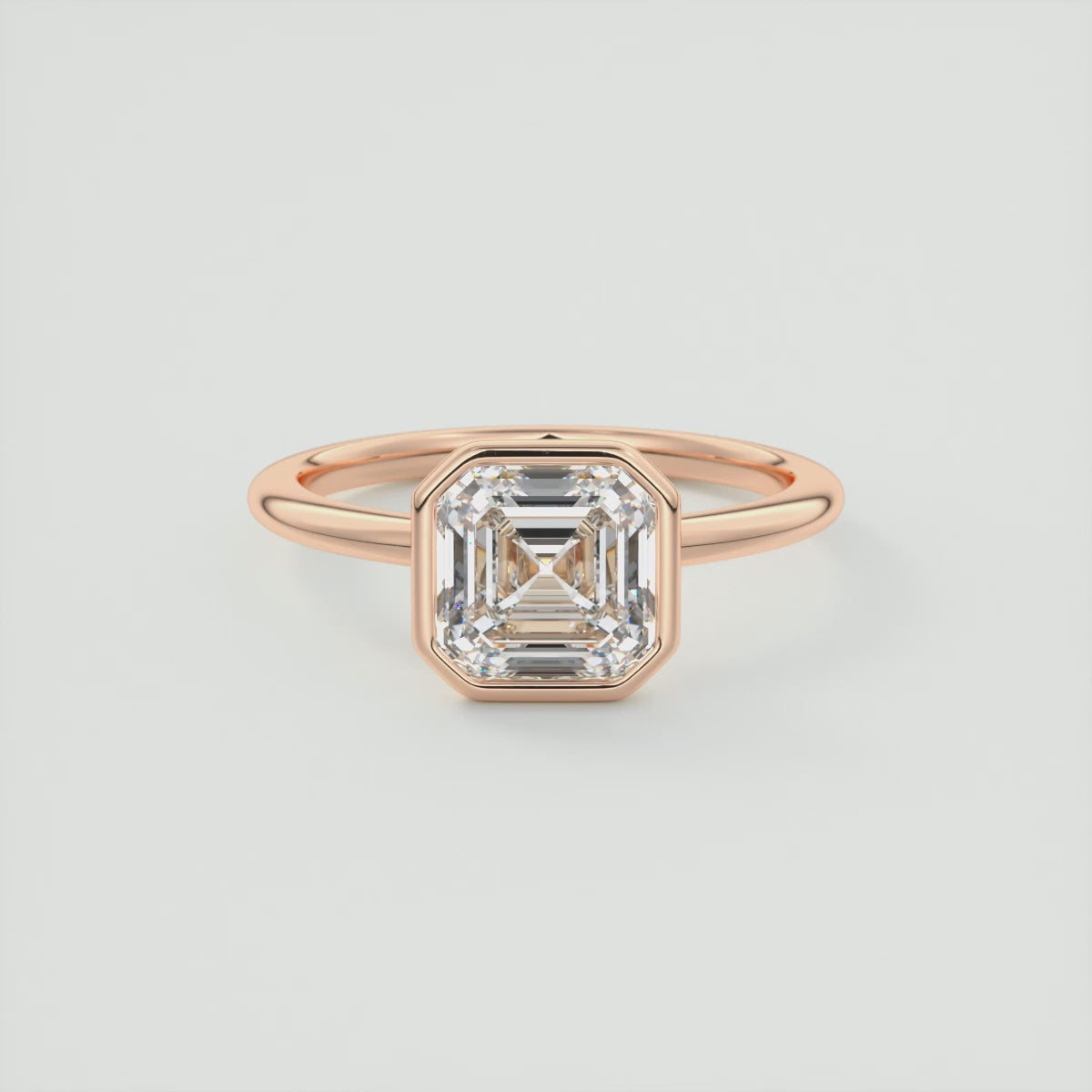 Véda Asscher Bezel Engagement Ring – Lab Diamond or Moissanite